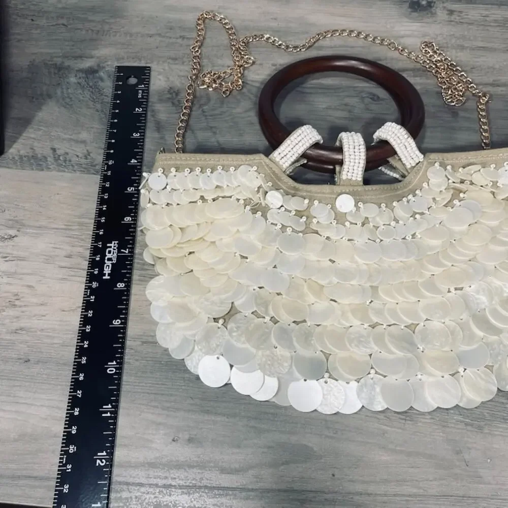 Beaded Shell Purse Summer Beach Tote Bag Seashell Clutch Handbag Luxury Evening